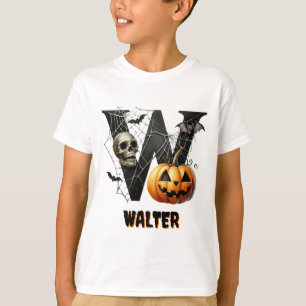 T-shirt W Trick or Treat Halloween initial