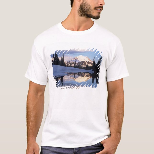 T-shirt WA, Mt Rainier NP, Mt Rainier et nuages (Devant)