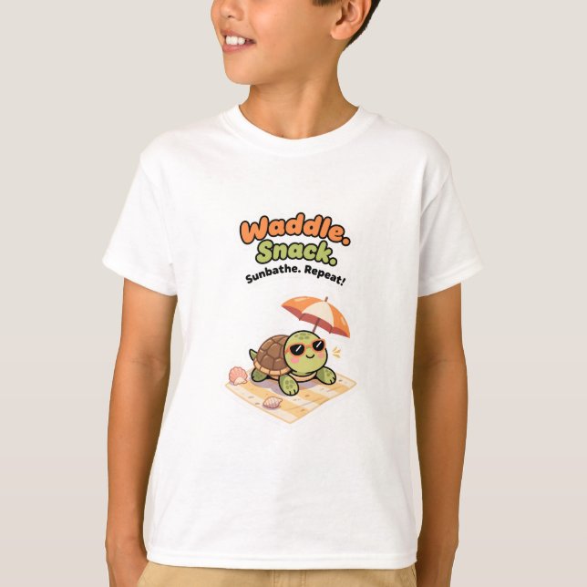 T-shirt Waddle. Snack. Sunbathe. Repeat! (Devant)