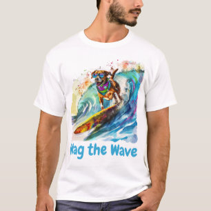 T-shirt Wag the Wave - Surf Dog Summer Beach Vibes