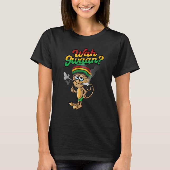 T-shirt Wah Gwaan Patois Jamaïcain Singe Jamaïcain Slang (Devant)