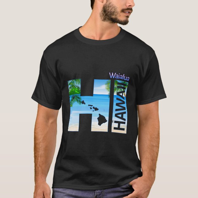 T-shirt Waialua Hi Hawaii Aloha Vacances d'État (Devant)