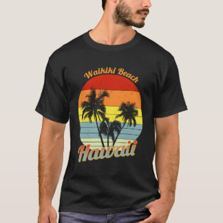 T-shirt Waikiki Beach Hawaii Tropical Palm Trees Vacances