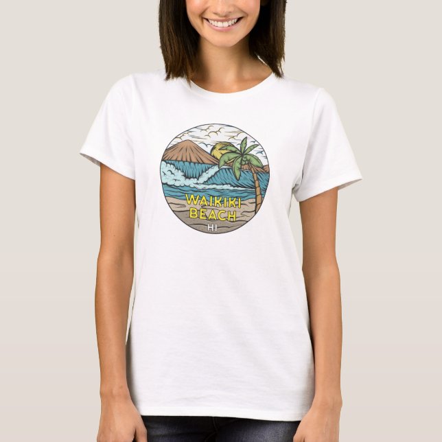 T-shirt Waikiki Beach Hawaii Vintage (Devant)