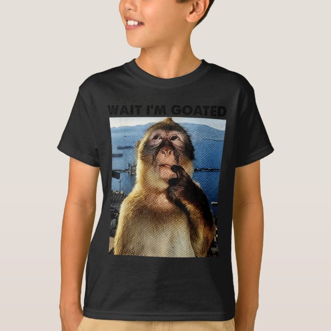 T-shirt Wait I'm Goated Y2k Funny Thinking Monkey Meme Bra (Devant)