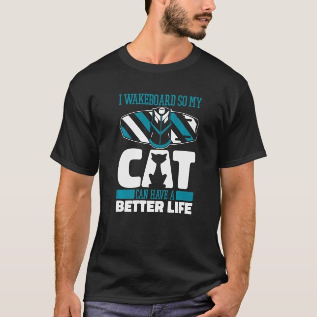 T-shirt Wakeboard Cat Wakeboarder  Wakeboarding (Devant)