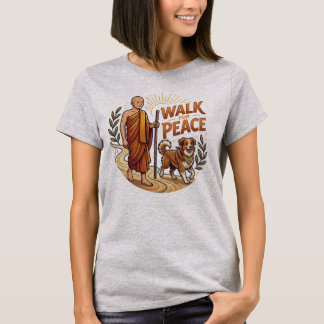 T-shirt Walk for Peace, Vintage Buddhist Monk and Dog