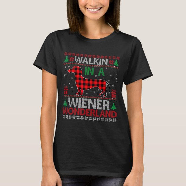 T-shirt Walking In A Wiener Wonderland Funny Dachshund Chr (Devant)