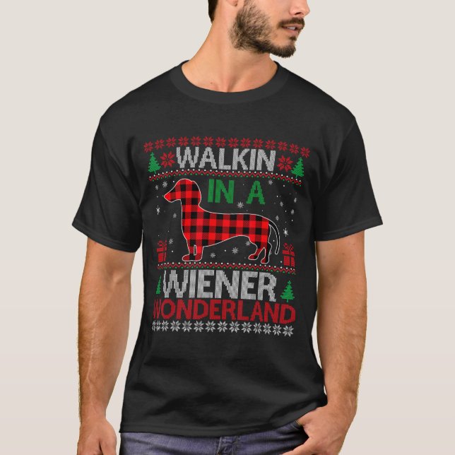 T-shirt Walking In A Wiener Wonderland Funny Dachshund Chr (Devant)