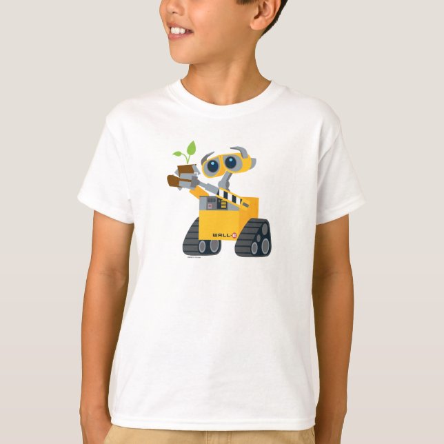 T-shirt WALL-E robot triste tenant plante (Devant)
