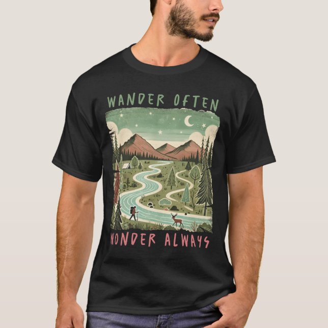 T-shirt Wander Often Wonder Always Camping family (Devant)