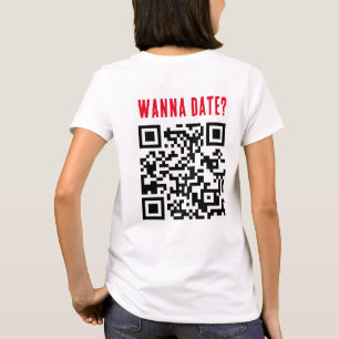 T-shirt Wanna Date Qr Code Funny Rouge Noir