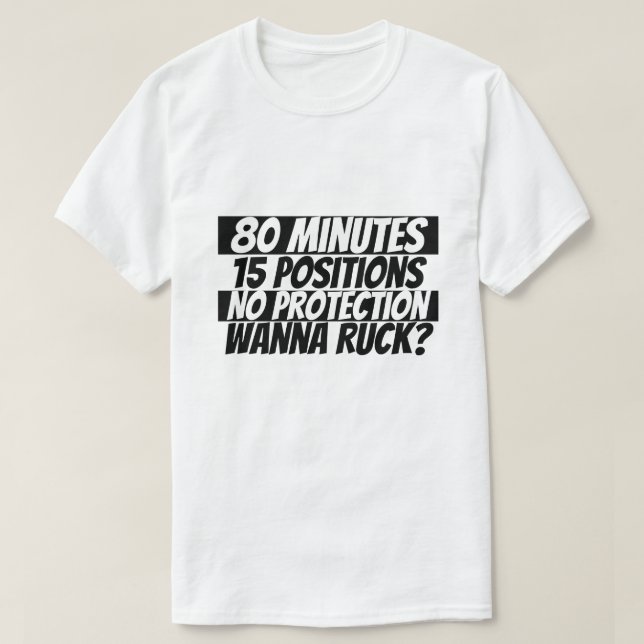 T-shirt Wanna Ruck Rugby Humour noir blanc (Design devant)