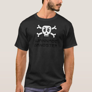T-shirt Wannabe Gangster Crâne Et Mot D'Os Croisé