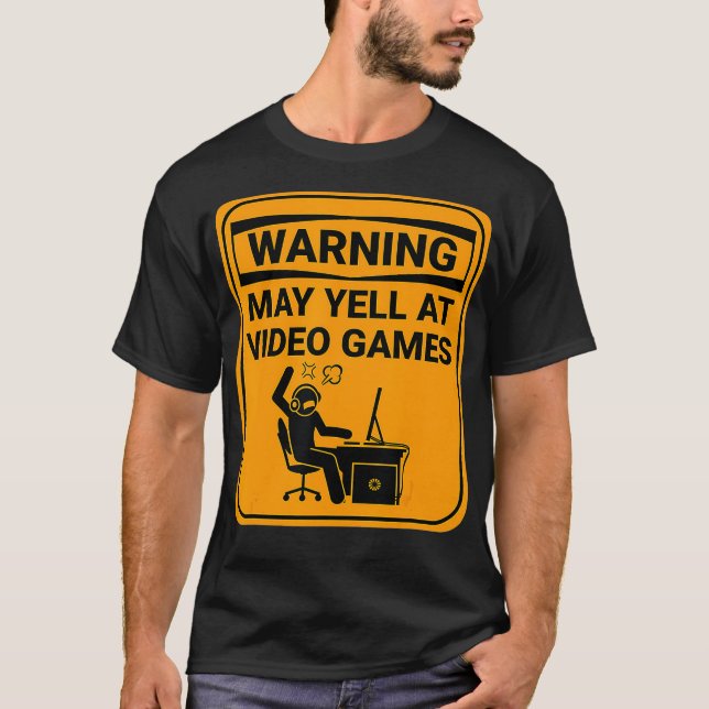 T-shirt Warning May Yell At Video Games Online Gamer Funny (Devant)