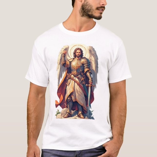 T-shirt Warrior Archangel Michael Men's Tee Shirt (Devant)