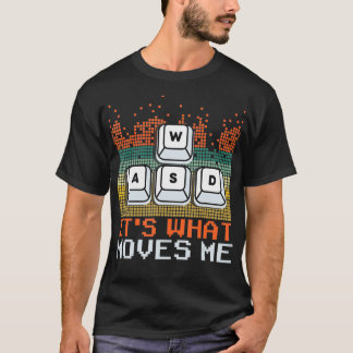 T-shirt WASD PC Gamer Cadeaux Vidéo Jeu Garçons Hommes Vin