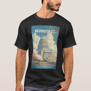 T-shirt Washington DC Capitol Travel Art Vintage