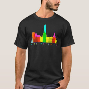 T-shirt Washington Dc Skyline Colorée American Cityscape