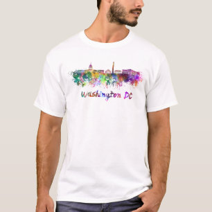 T-shirt Washington DC skyline in watercolor