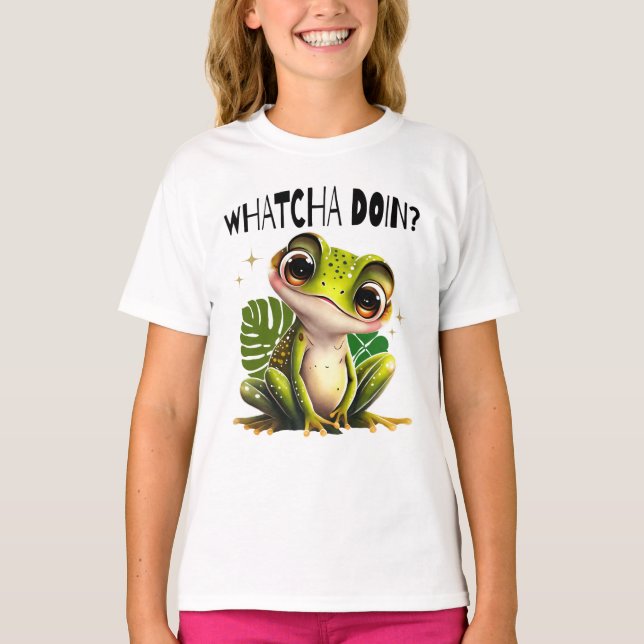T-shirt Watcha Do ? Funny Curious Frog (Devant)