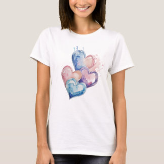 T-shirt Water Colour Painted Hearts
