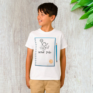 T-shirt Water Polo Doodle Croquis Eau Levée À La Main Spor