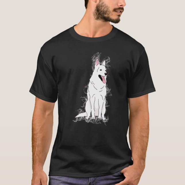T-shirt Water Splash Proton Science White German Shepherd (Devant)