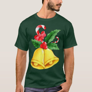 T-shirt Watercolor Bells Père Noël Christmas Tree Lights X