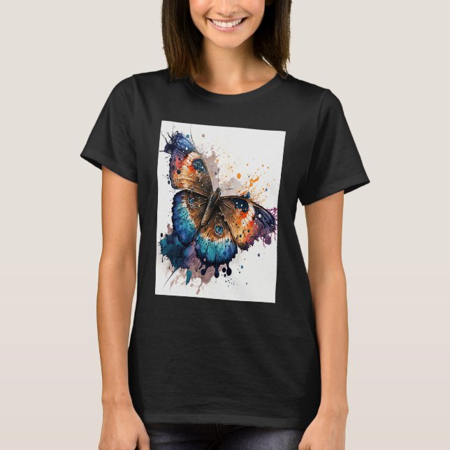 T-shirt Watercolor Butterfly Beautiful Colorful (Devant)