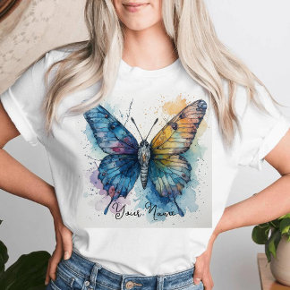 T-shirt Watercolor Butterfly Nature Art Personalized