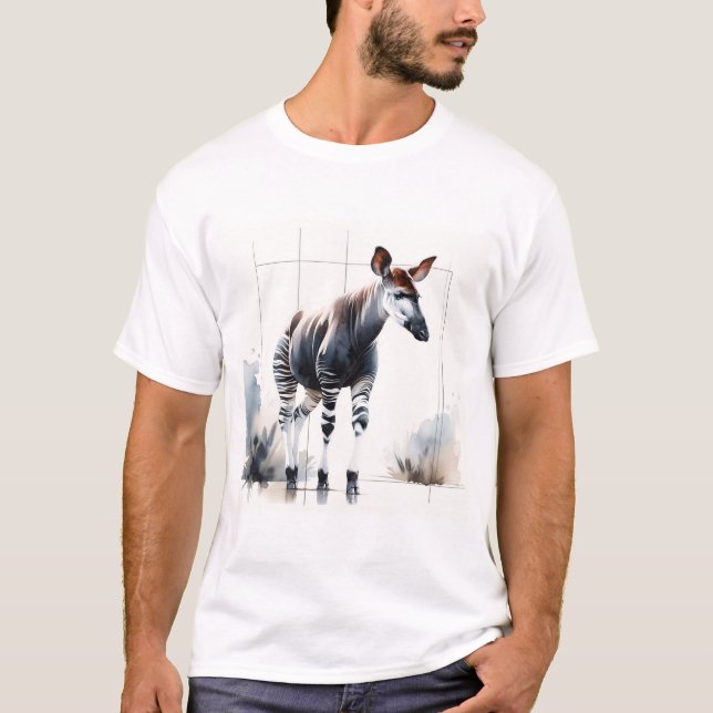 T-shirt Watercolor Okapi AREF285 - Watercolor (Devant)