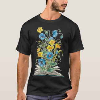 T-shirt Watercolor Open Book avec fleurs