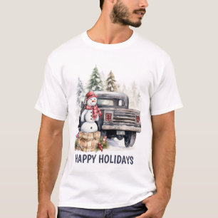 T-shirt Watercolor Pays camion de Noël ajouter le texte