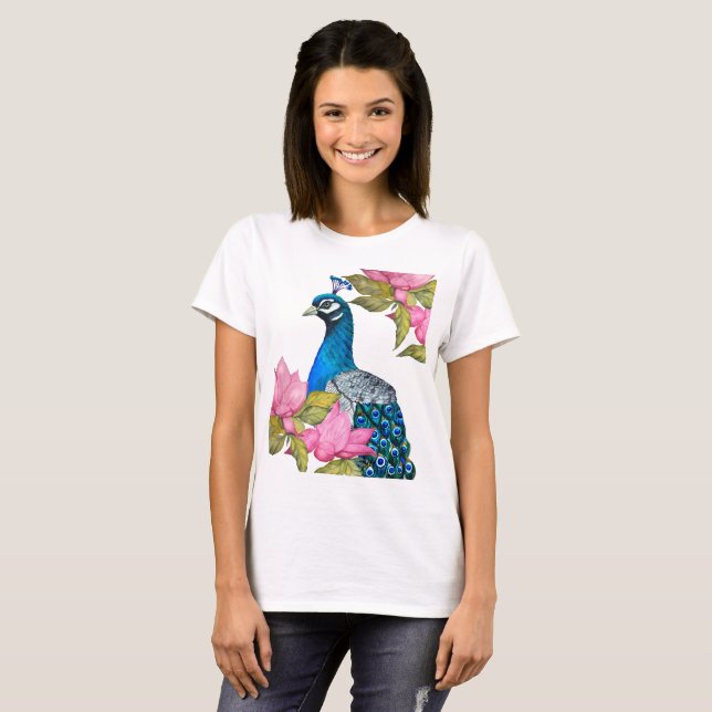 T-shirt Watercolor peacock (Devant entier)