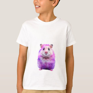 T-shirt Watercolor Purple Splatter Hamster Kids