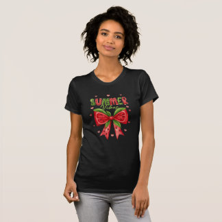 T-shirt Watercolor Watermelon Coquette Bow Summer Vibes T-