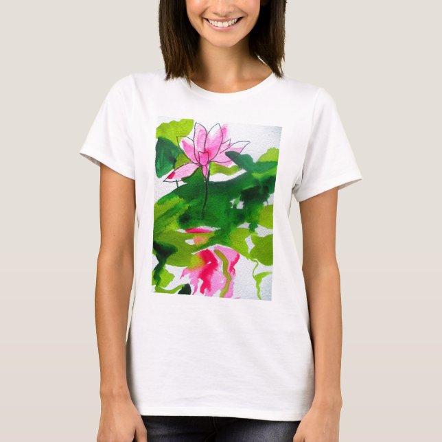 T-shirt Waterlily abstract watercolour flower art (Devant)
