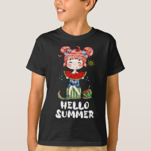 T-shirt Watermelon Kawaii Anime Girl Hello Summer Fruit Me