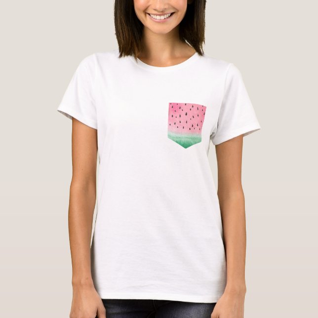 T-shirt Watermelon Summer Fun Print Pocket Femmes (Devant)