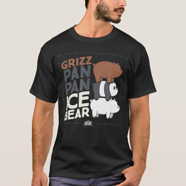 T-shirt We Bare Bears Grizz Pan Pan Ice Bear friends (Devant)