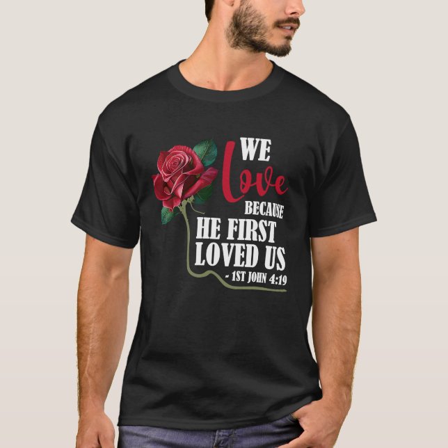T-shirt We Love Bible Verse 1er Jean 419 Fleur Rose Chris (Devant)