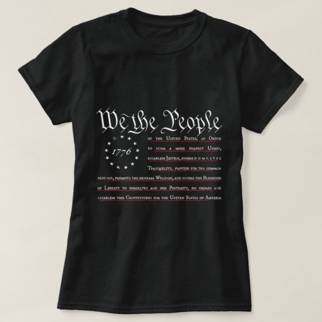 T-shirt We The People, Betsy Ross Flag, Préambule de la Co (Design devant)