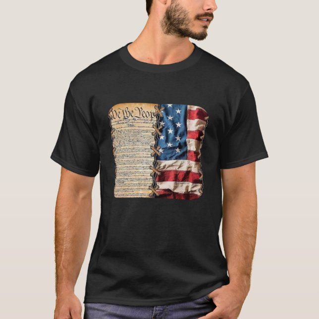 T-shirt We The People with American Flag t shirt (Devant)