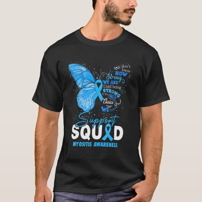 T-shirt We Wear Blue Butterfly Support Myositis Awareness (Devant)