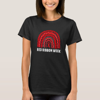 T-shirt We Wear Red For Red Ribbon Week Awareness Leopard 