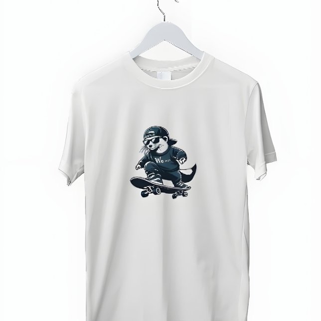 T-shirt Weasel Skateboard (unisex tshirt mockup on hanger)