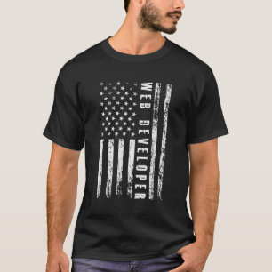 T-shirt Web Developer Programmeur Drapeau Usa Informatique