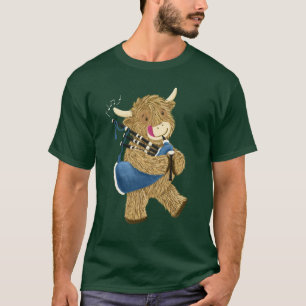 T-shirt Wee Hamish Highland Cow Jouer des tuyaux