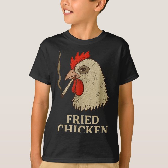 T-shirt Weed Meme Funny Fried Chicken Smoking  (Devant)